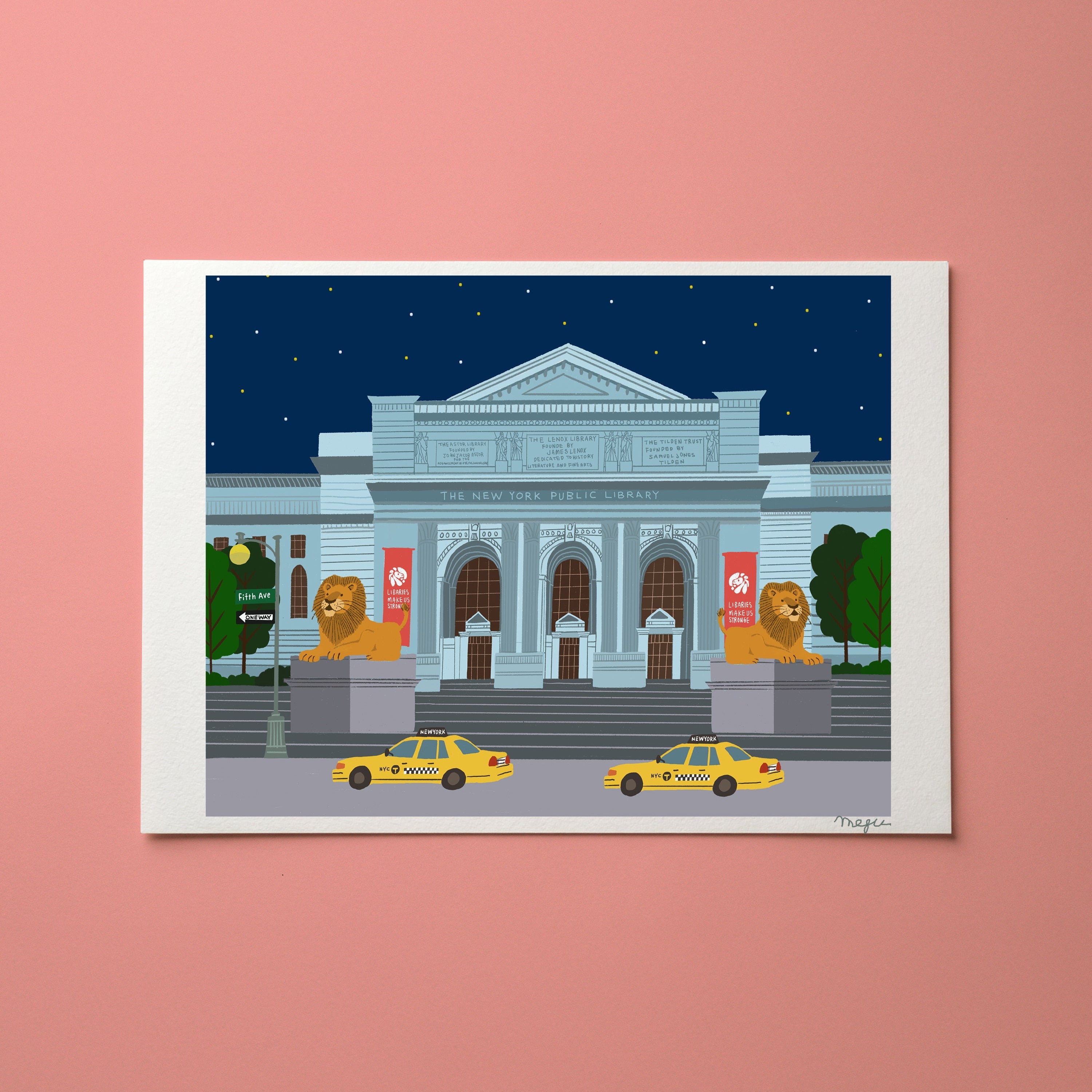 New york Public Library print/NYC Library art print
