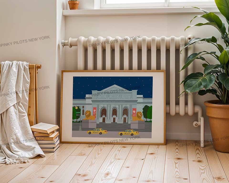 New york Public Library print/NYC Library art print