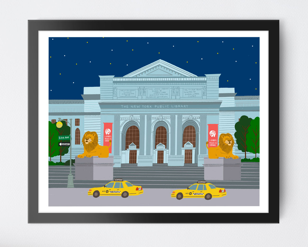 New york Public Library print/NYC Library art print