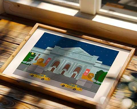 New york Public Library print/NYC Library art print
