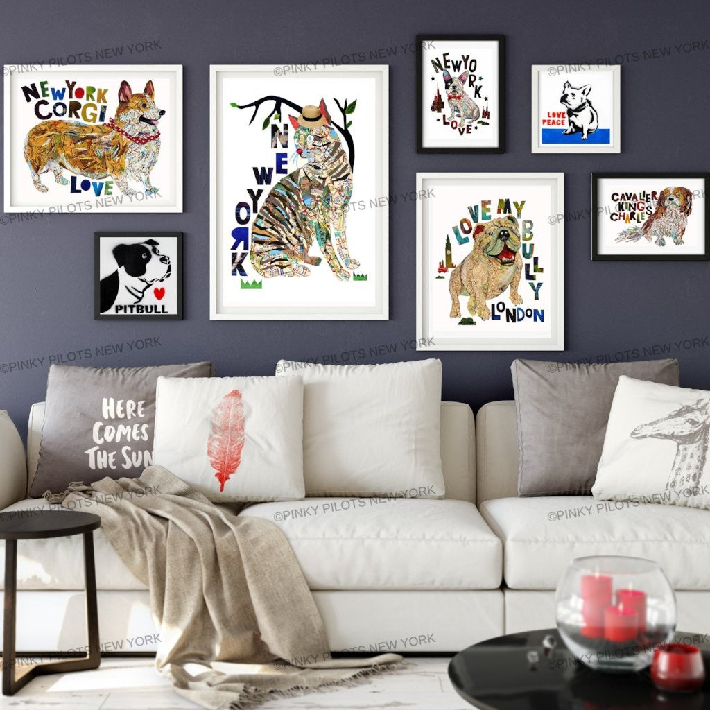 Map Cat love New York/Cat Art