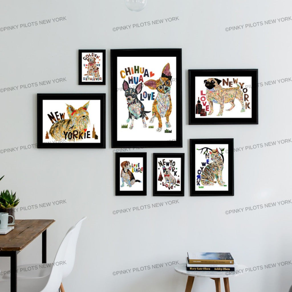 Map dog love CHIHUAHUA dog /Chihuahua dog Art