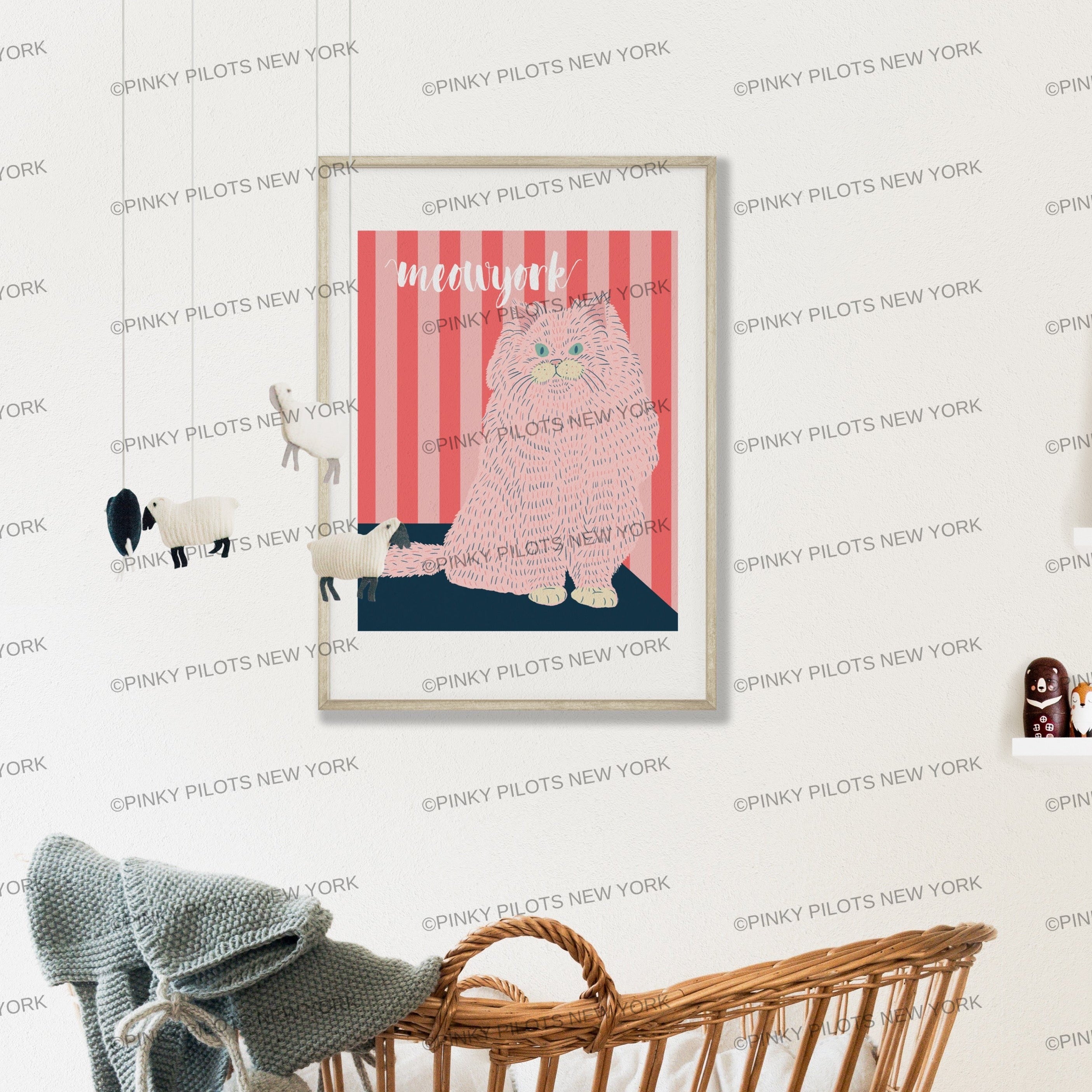 Meow york Cat art print/cat illustration /Persian cat art print
