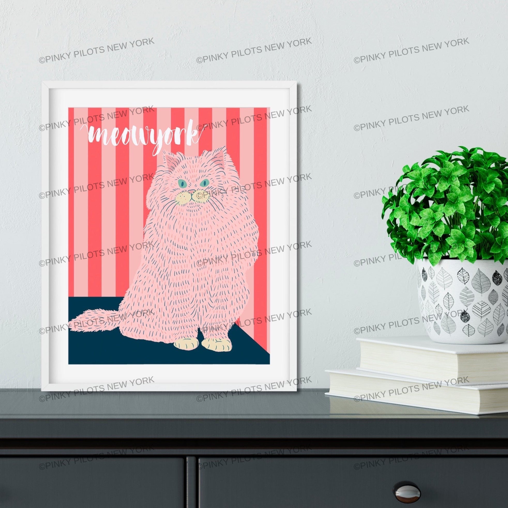 Meow york Cat art print/cat illustration /Persian cat art print