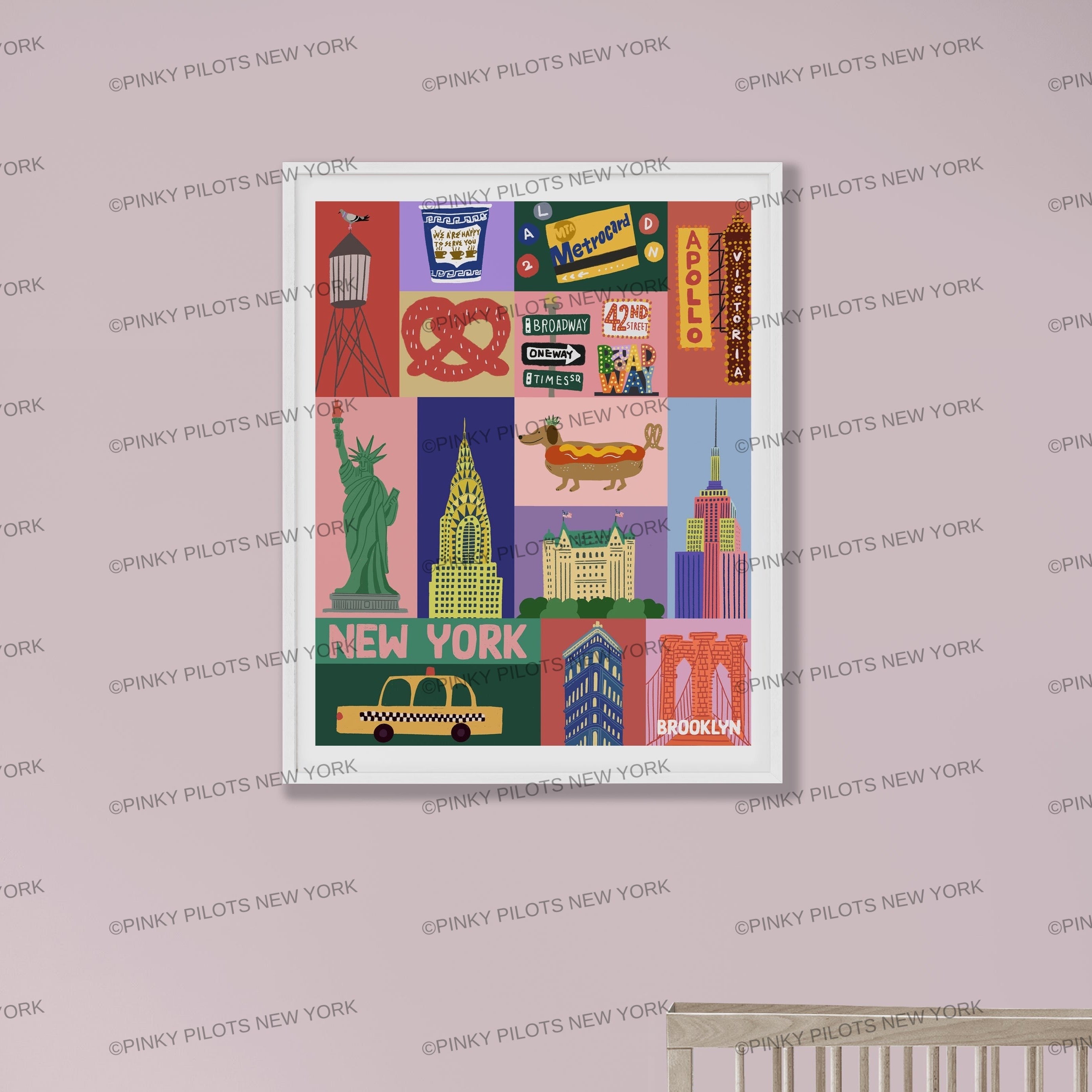 Big Apple NYC art print/New York illustration