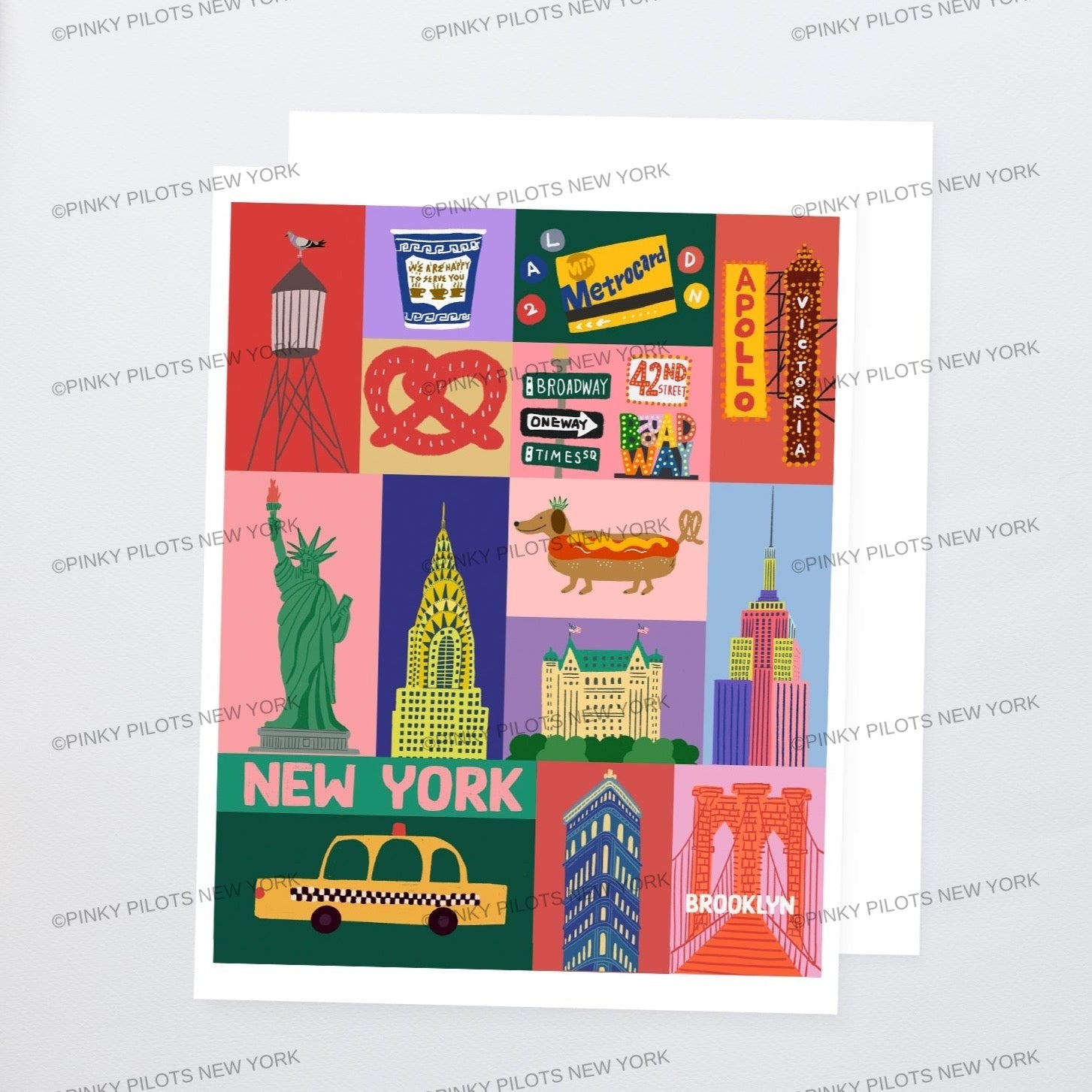 Big Apple NYC art print/New York illustration