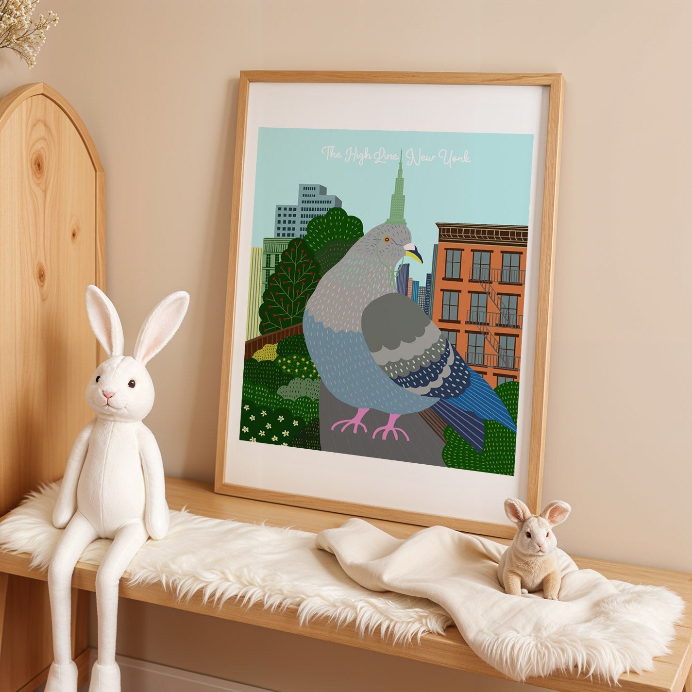 The High Line New York/NYC Pigeon Art Print