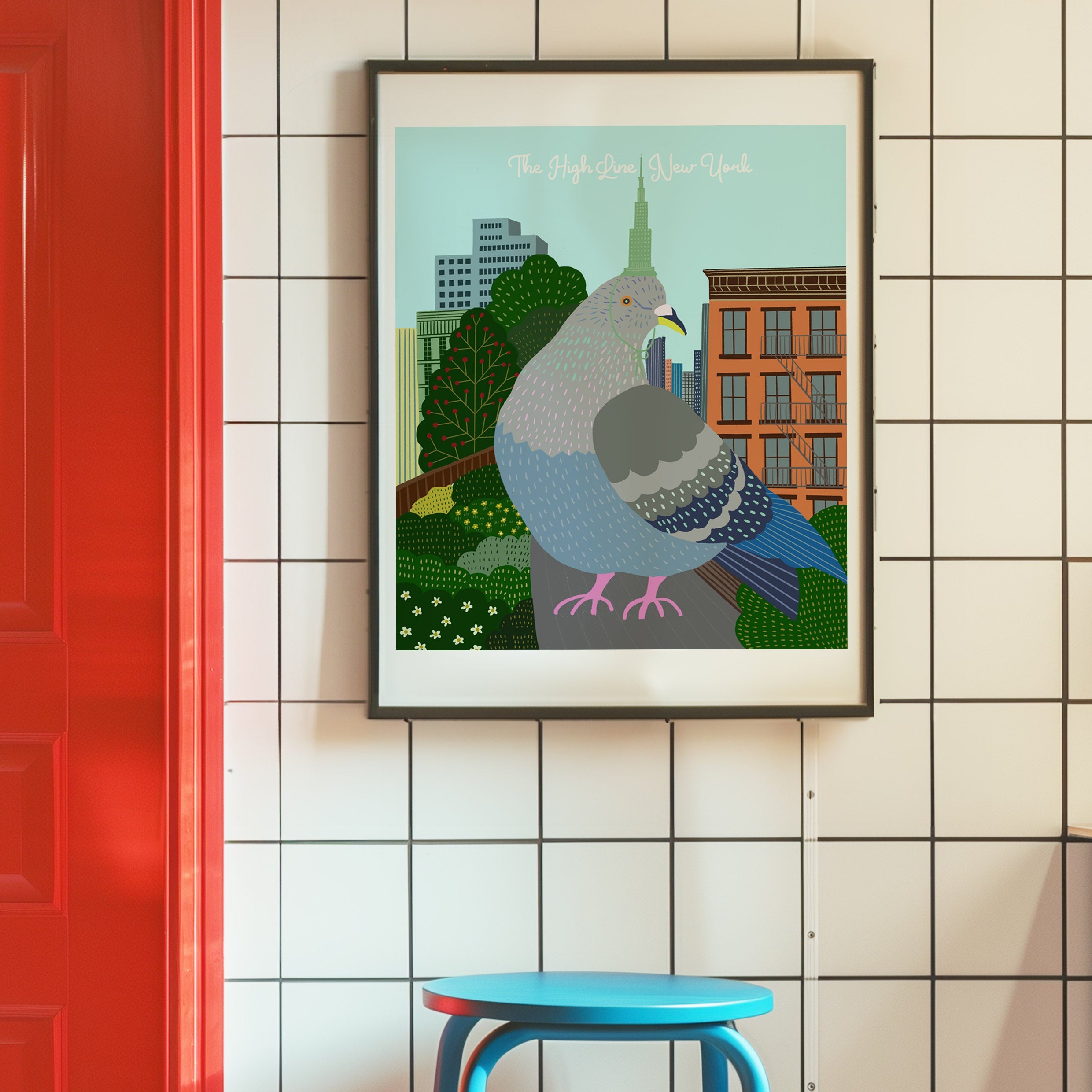 The High Line New York/NYC Pigeon Art Print