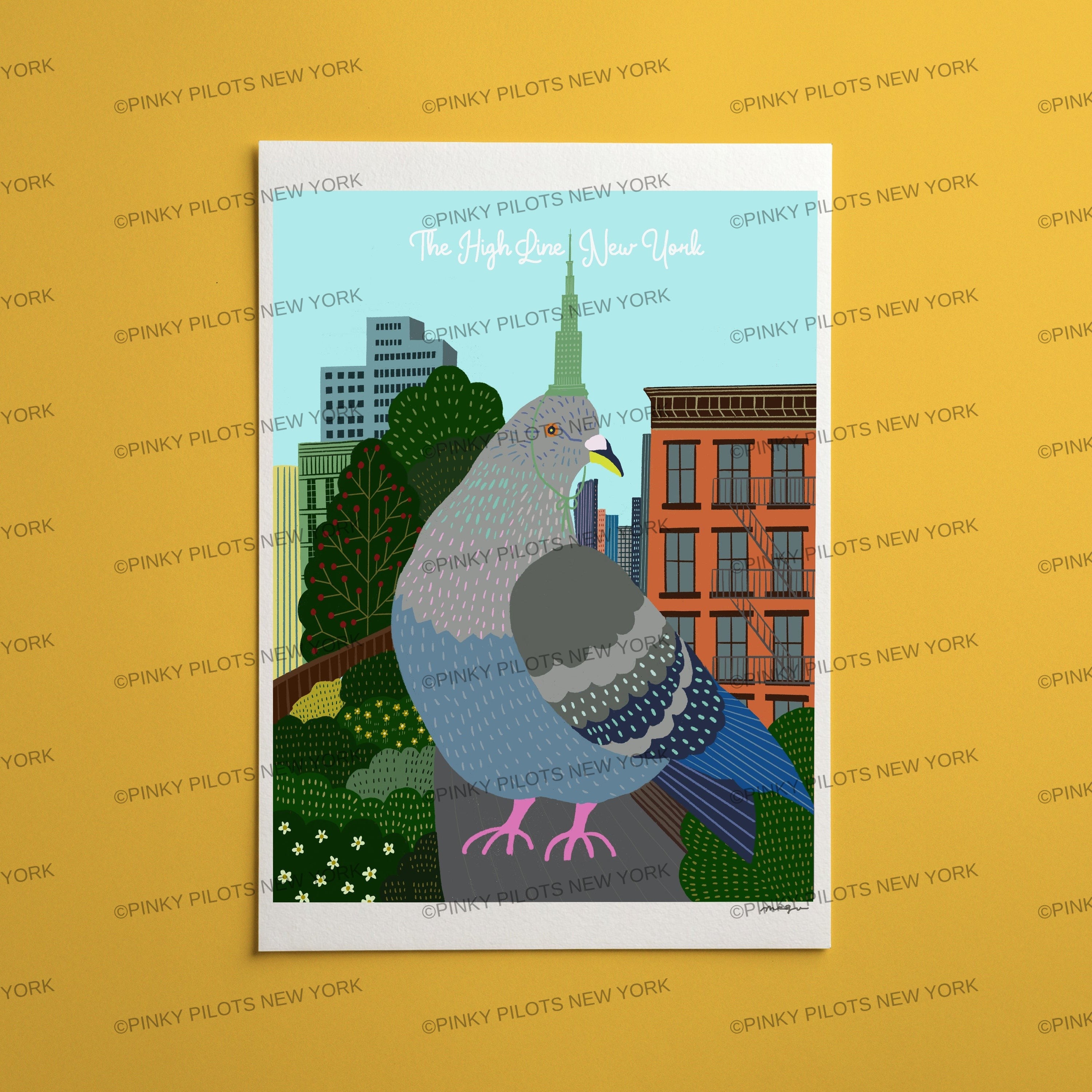 The High Line New York/NYC Pigeon Art Print