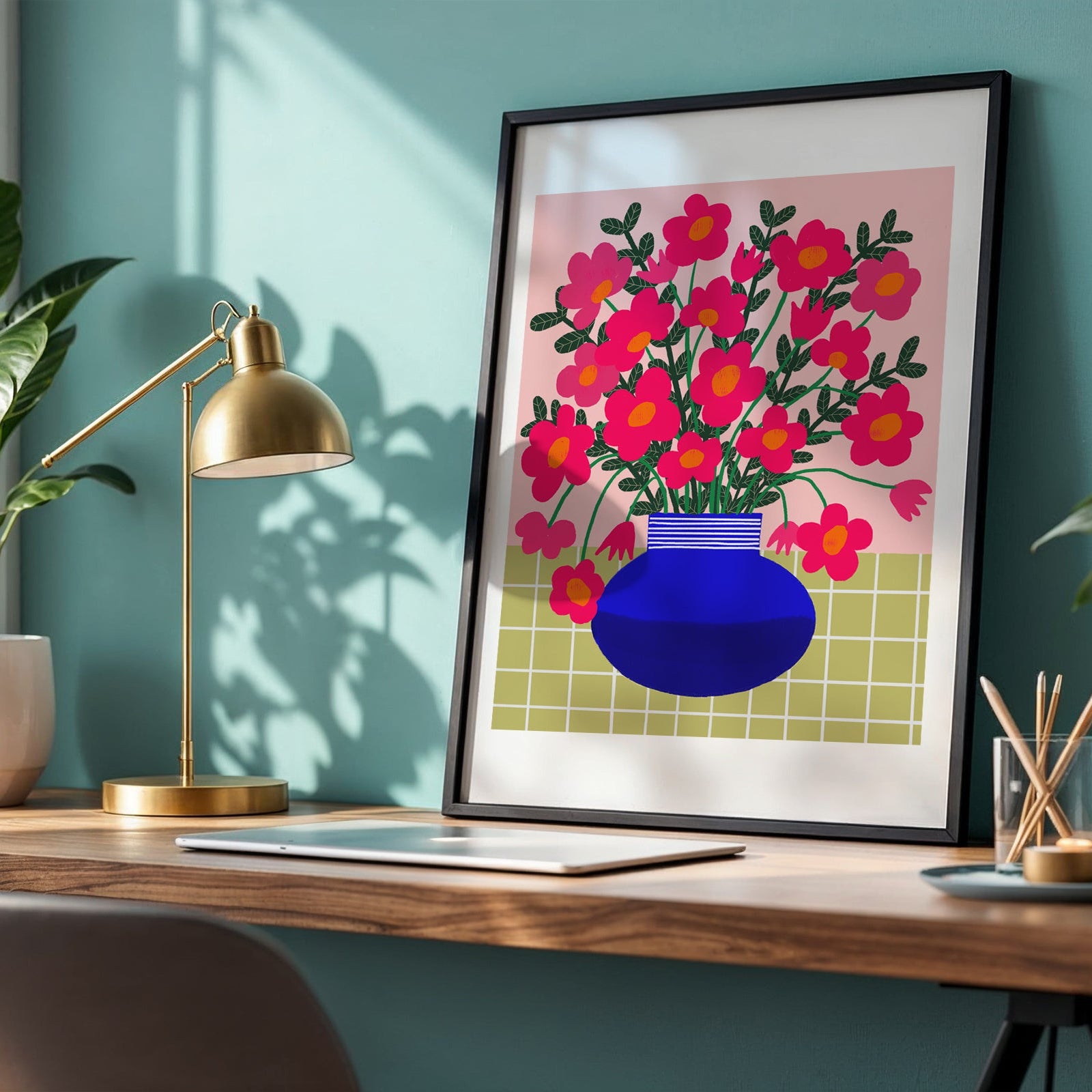 Abstract Flowers Print /Floral Vase Illustration/Abstract Floral Print