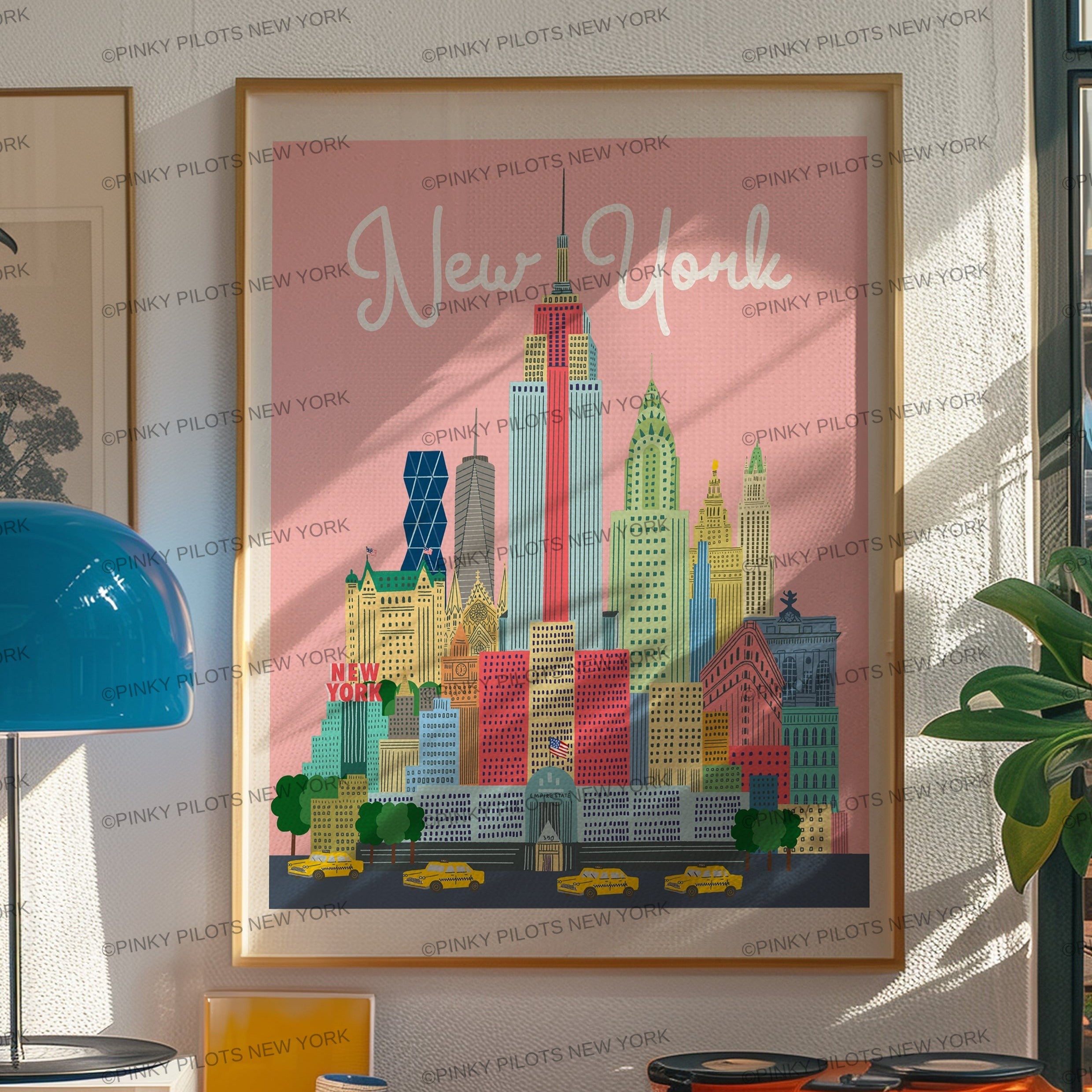 Pinky's Skyline NYC print/New York illustration