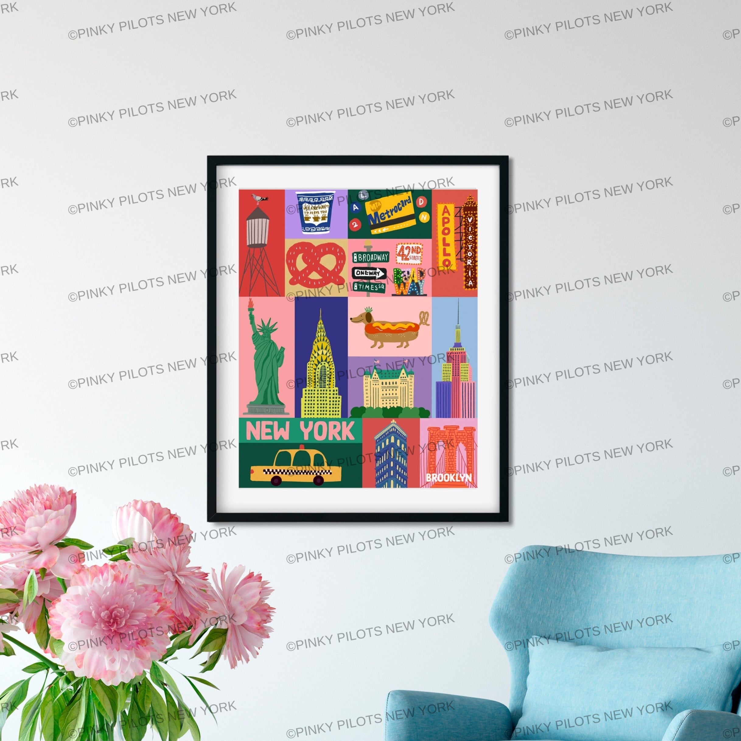 Big Apple NYC art print/New York illustration