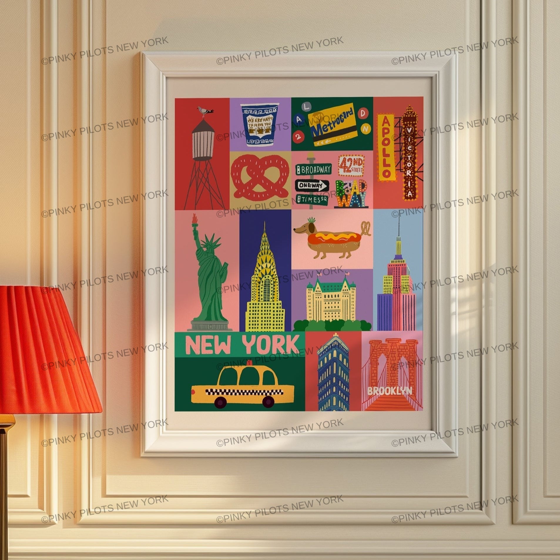 Big Apple NYC art print/New York illustration