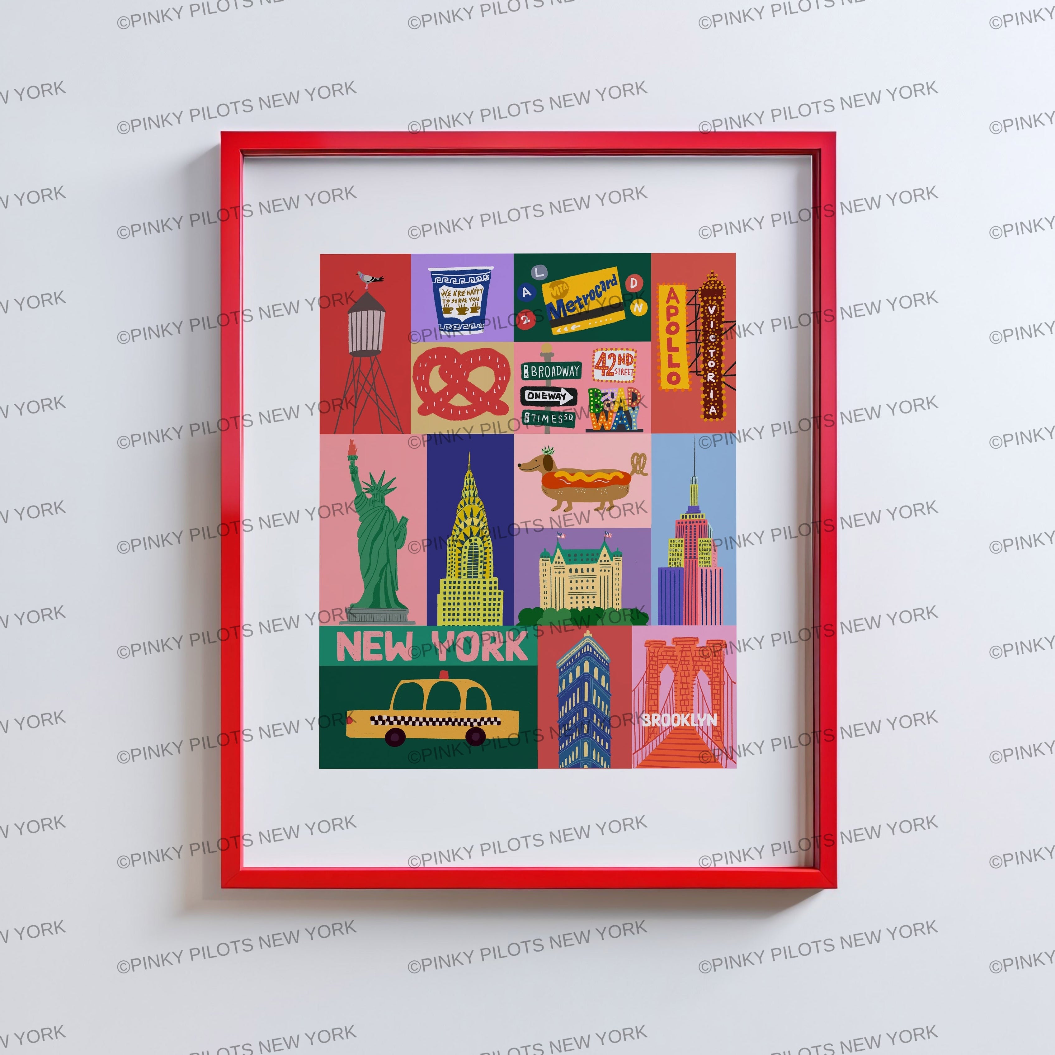 Big Apple NYC art print/New York illustration