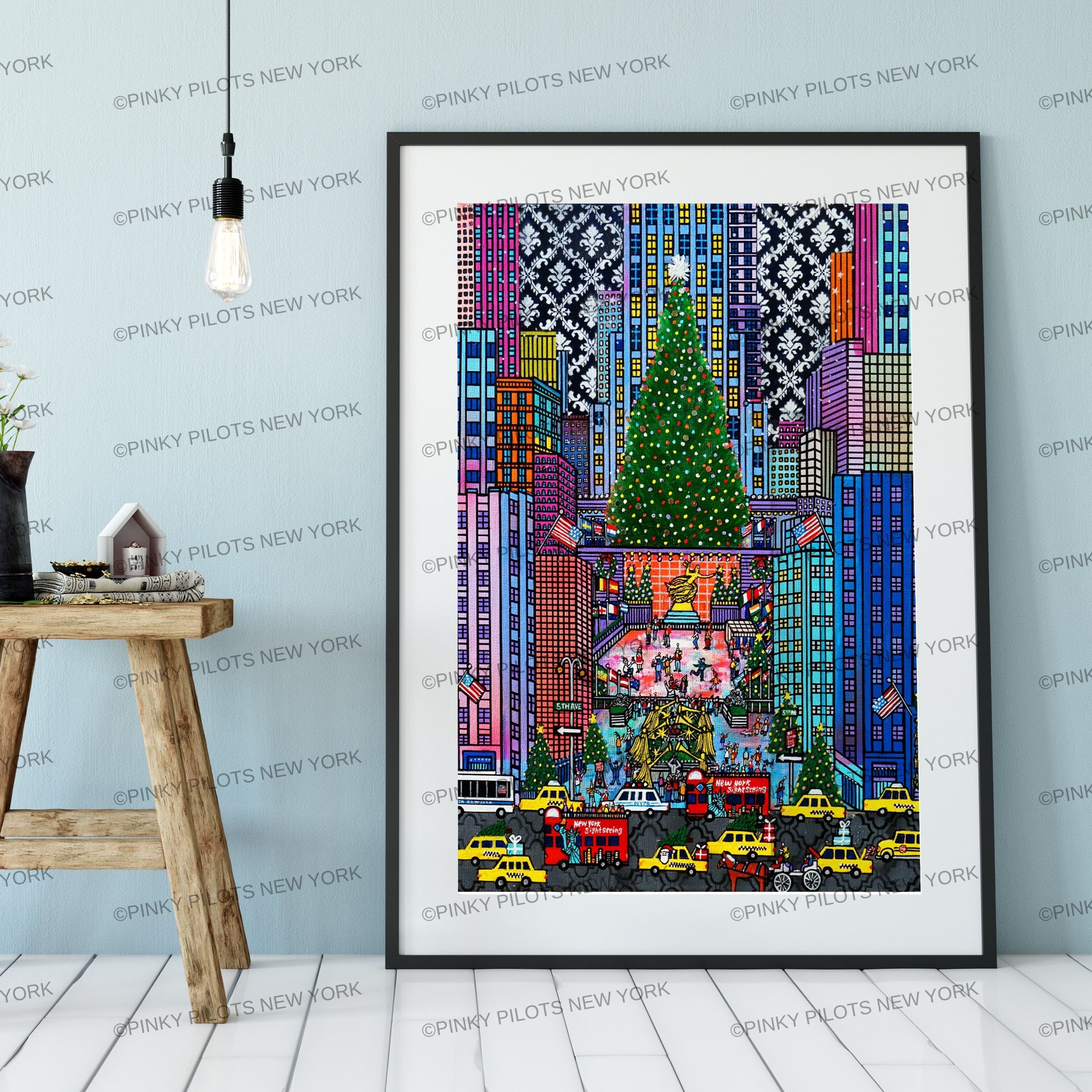 Merry Christmas in NYC" Rockefeller center New York /5TH AVE NYC