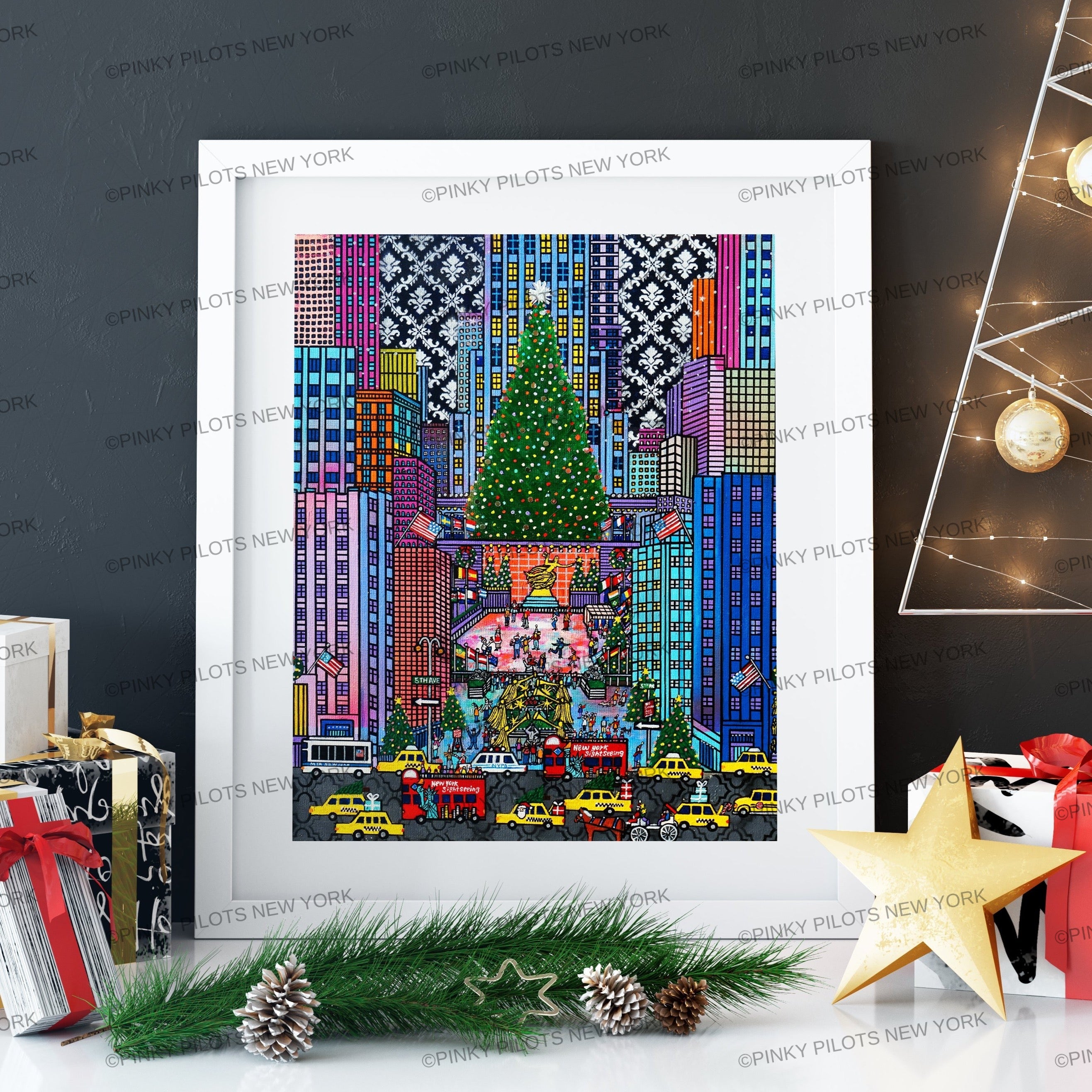 Merry Christmas in NYC" Rockefeller center New York /5TH AVE NYC