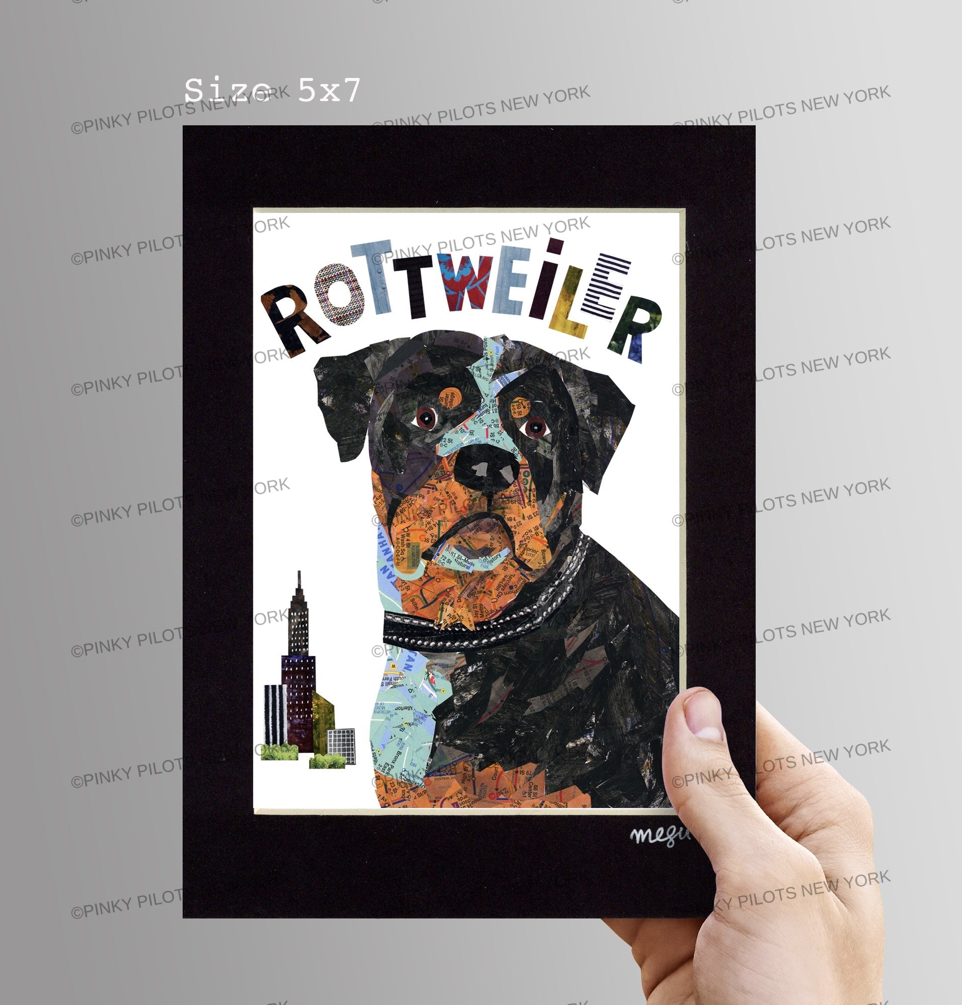 Map dog ROTTWEILER dog art