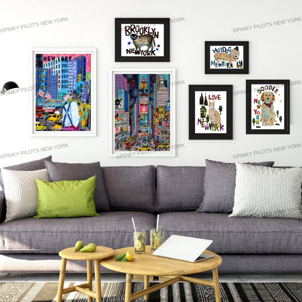 Map Doodle dog Art print