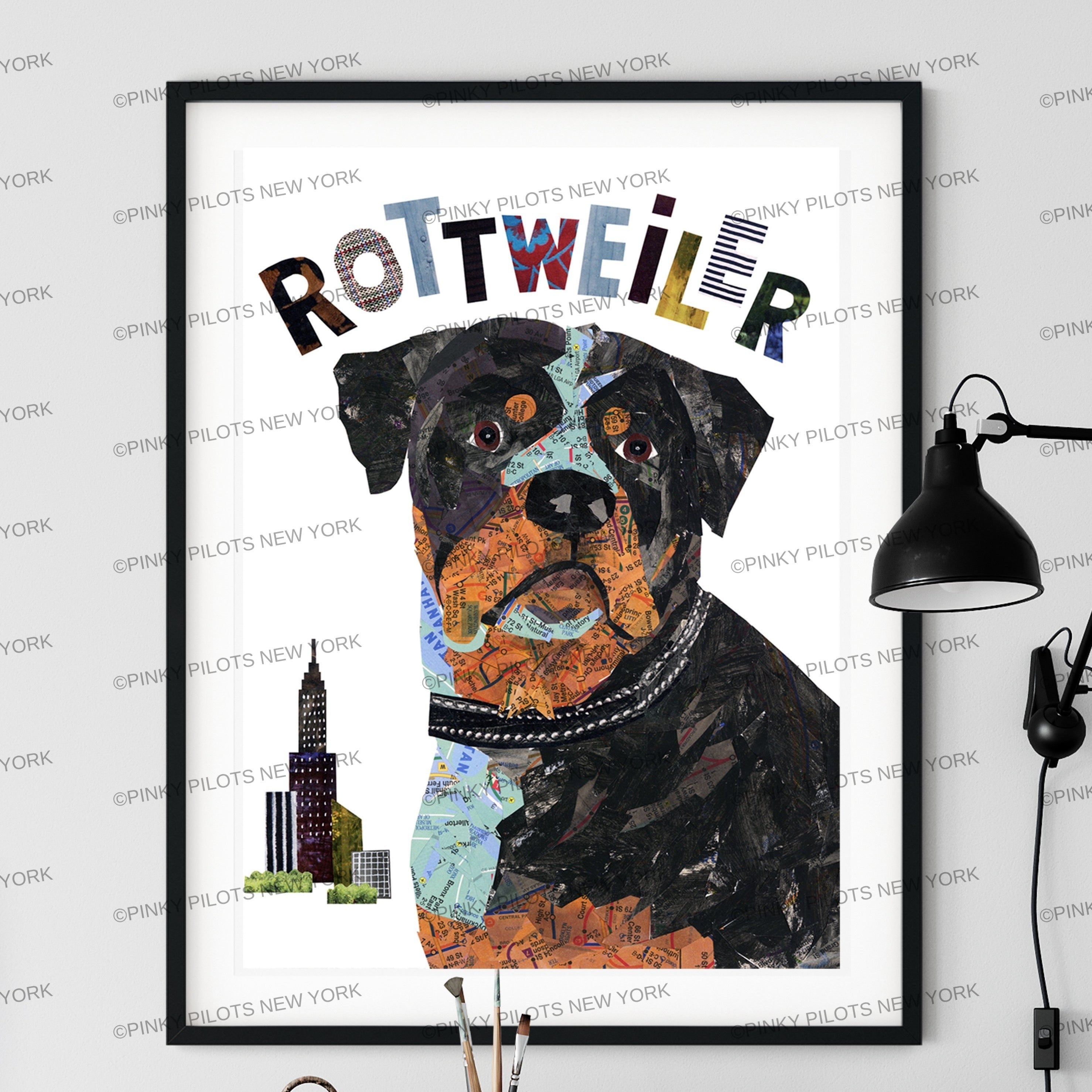 Map dog ROTTWEILER dog art