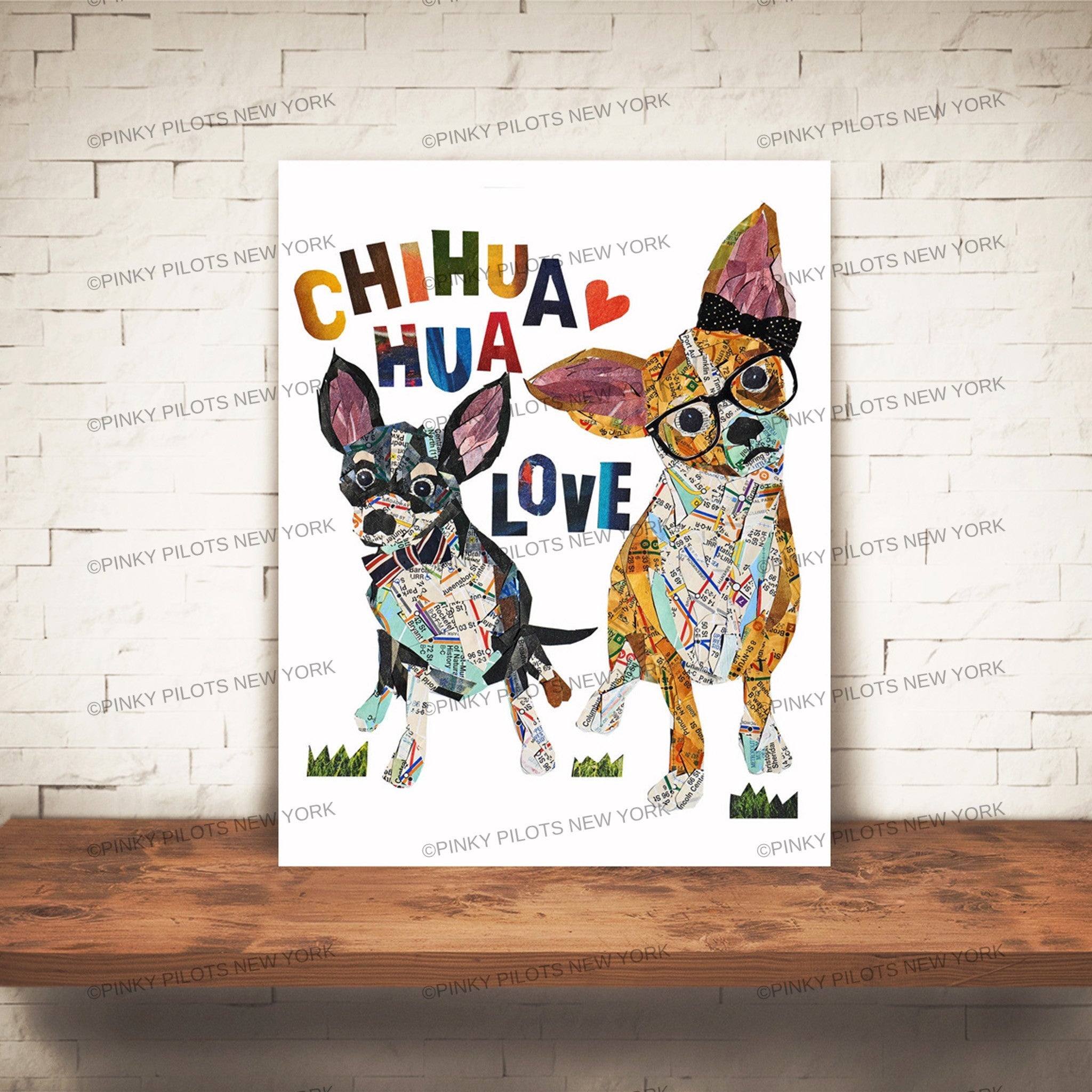 Map dog love CHIHUAHUA dog /Chihuahua dog Art