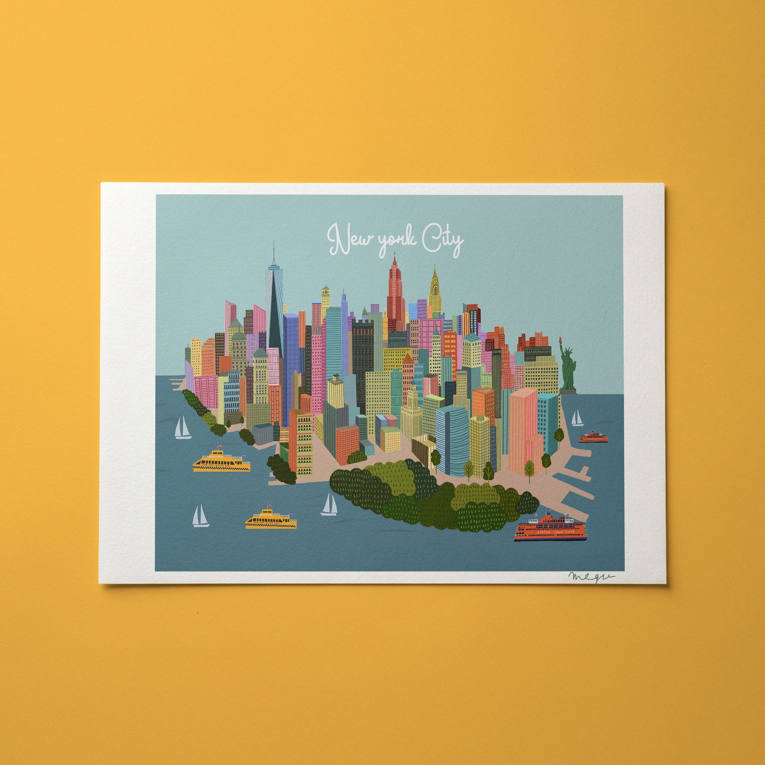 New York Skyline Art Print/NYC art print/New York illustration