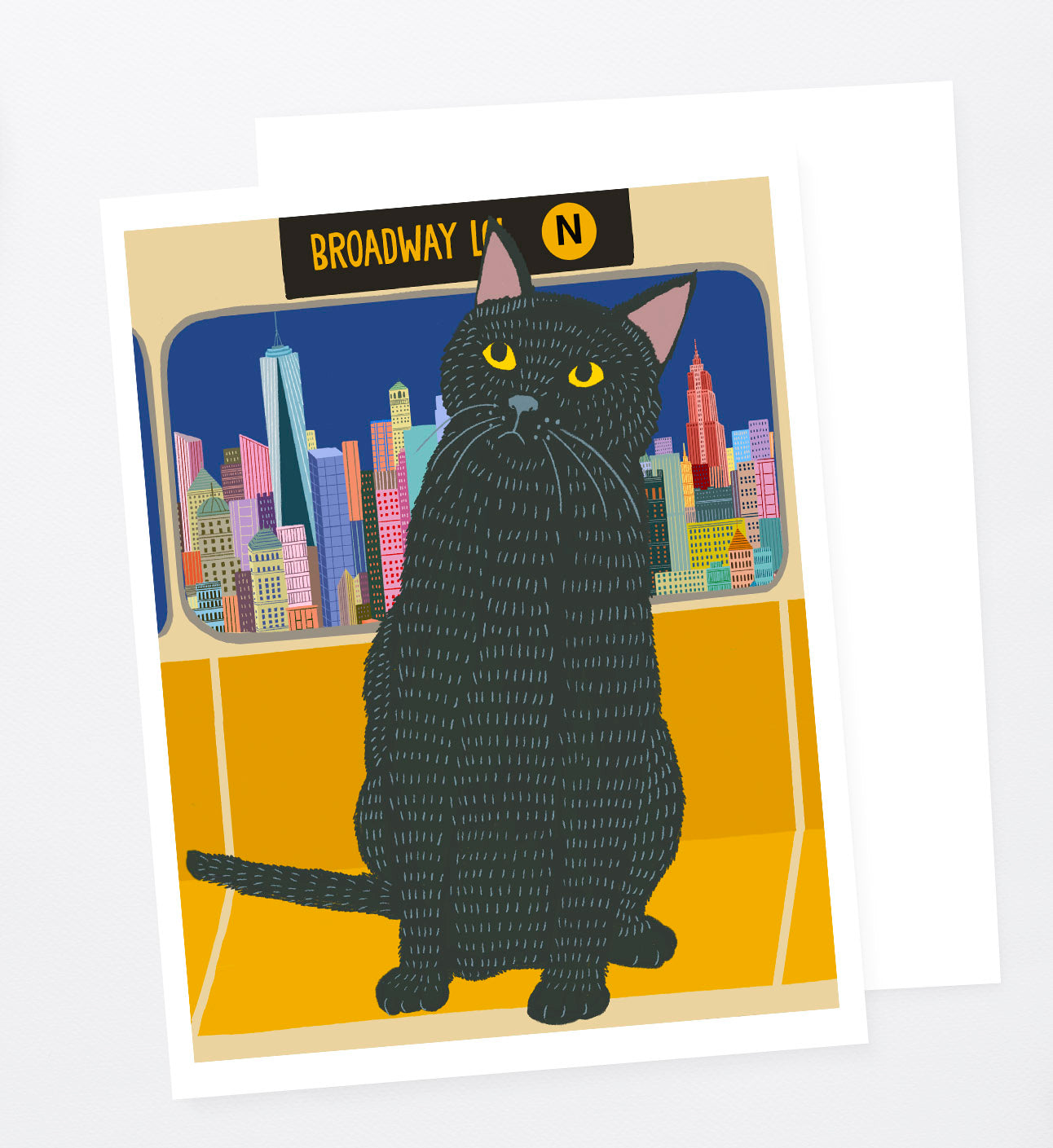 Cat on the Subway /black Cat art print/cat illustration /CAT NYC/CAT New York art/NEW YORK CAT
