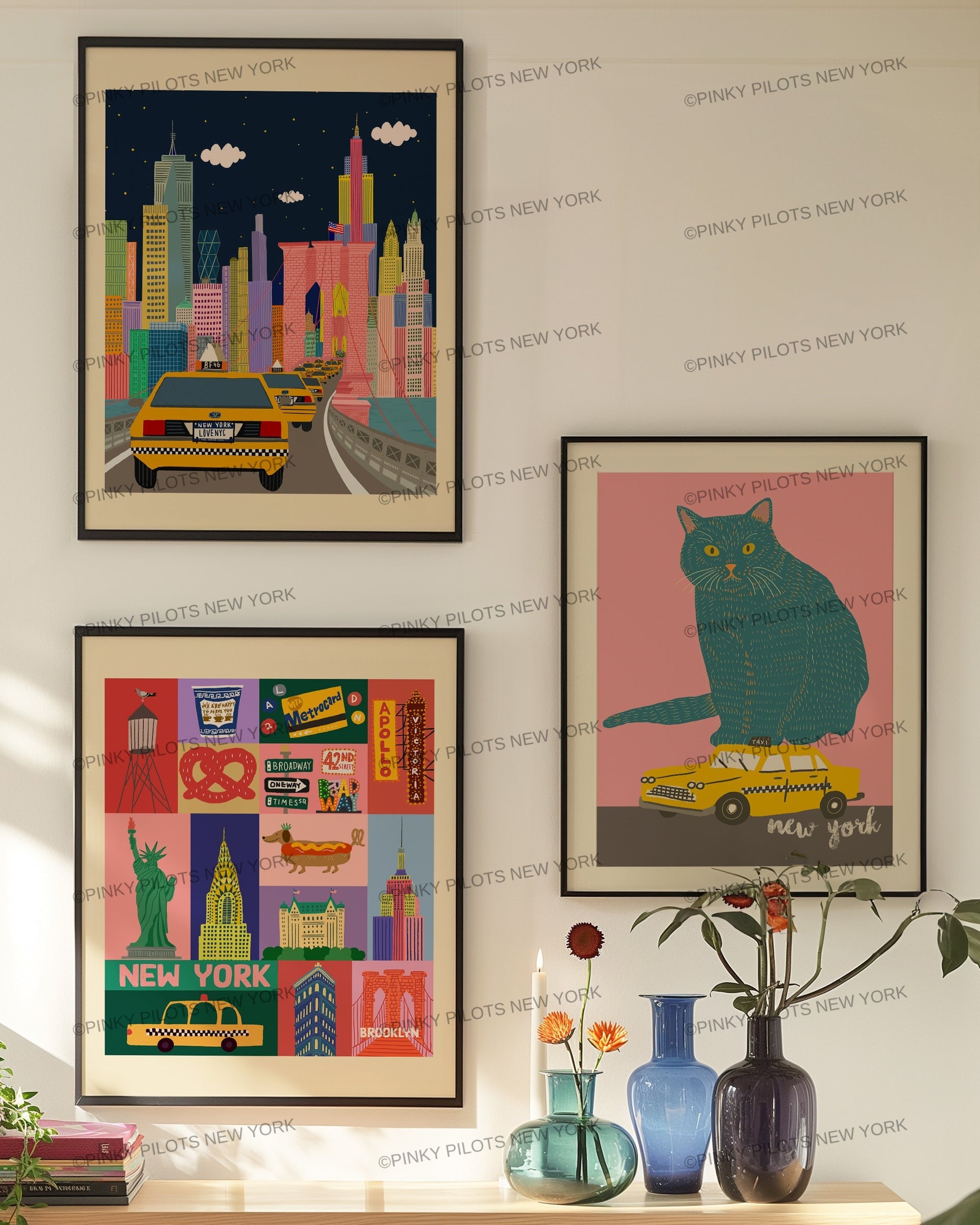 Big Apple NYC art print/New York illustration