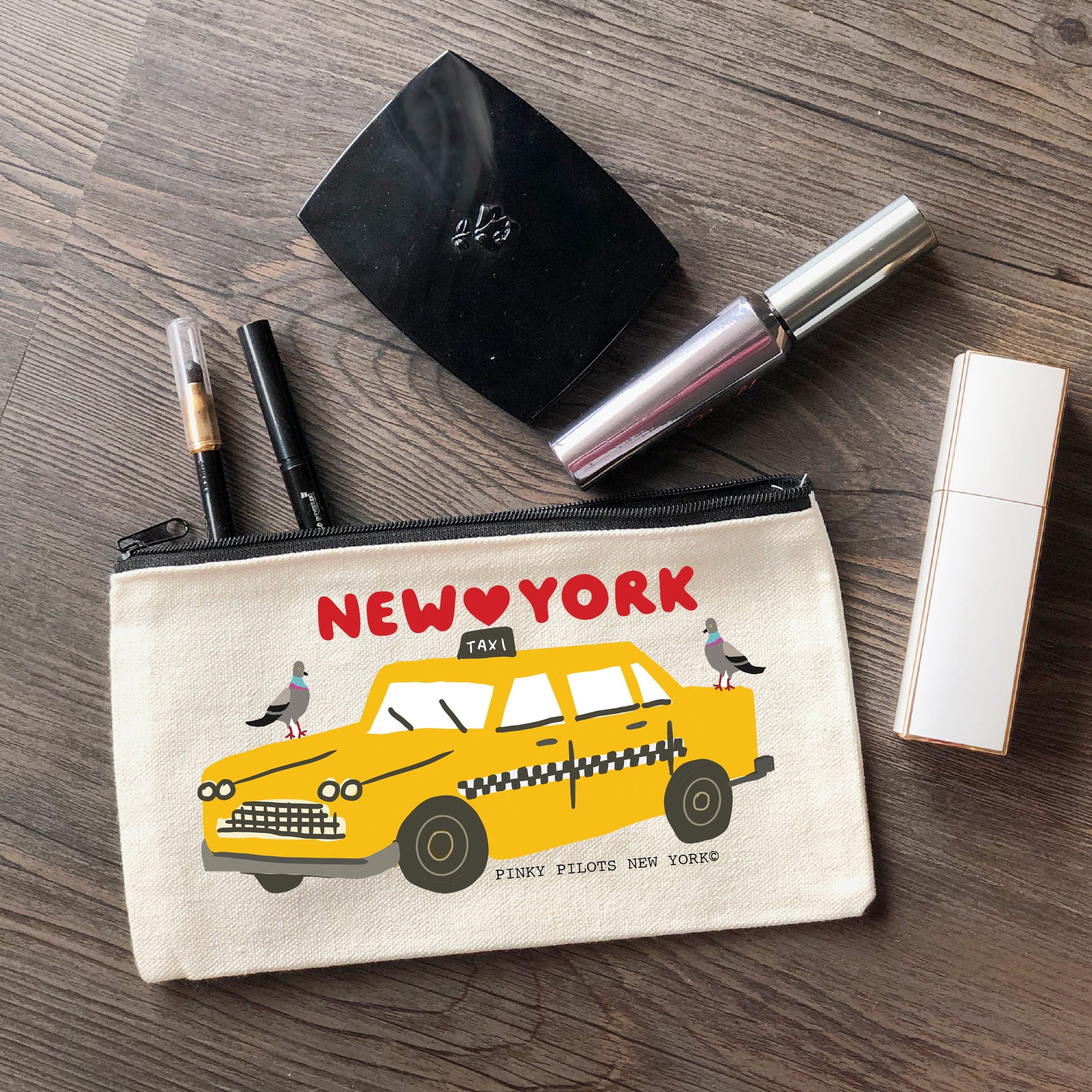 New York Taxi Cotton Canvas Pouch