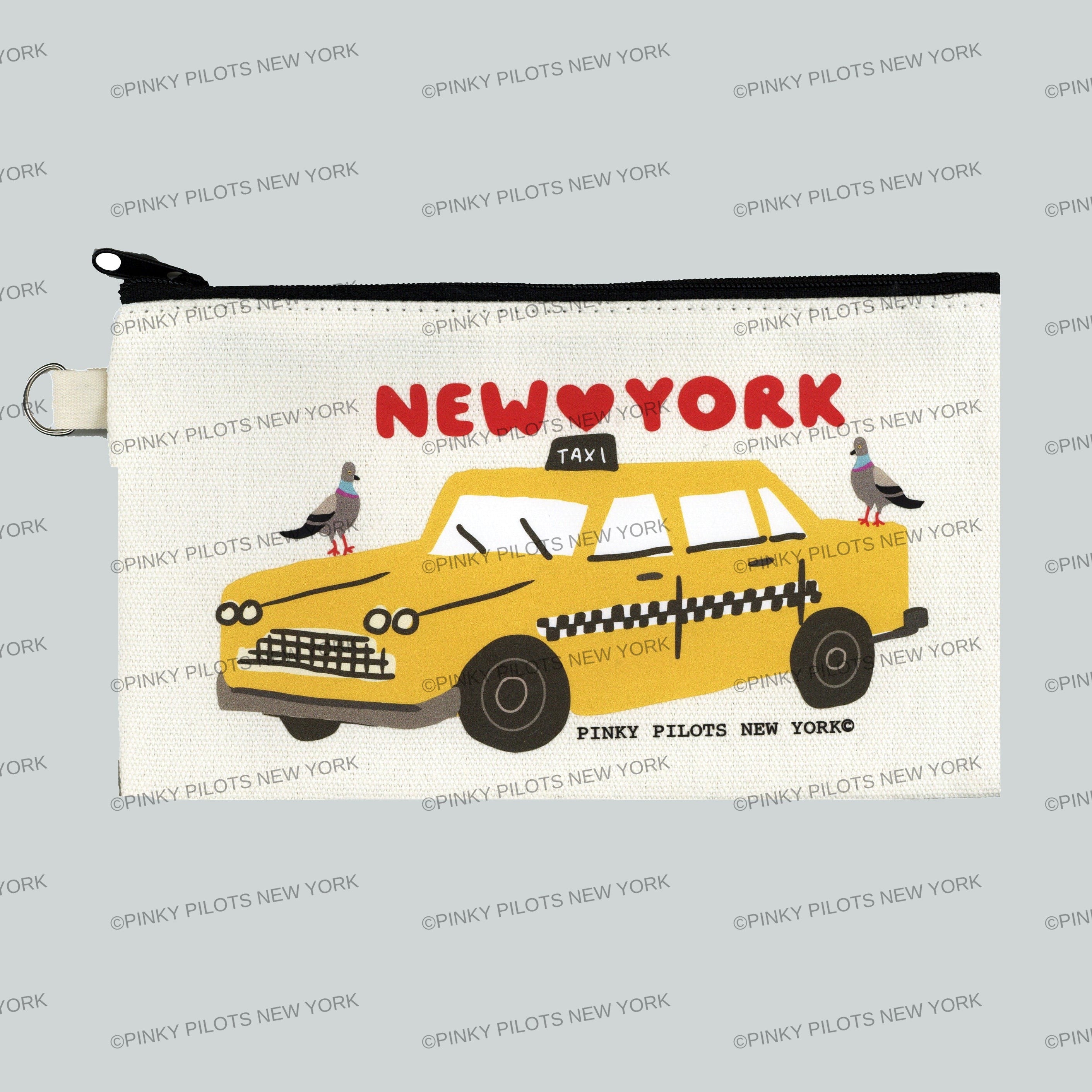 New York Taxi Cotton Canvas Pouch