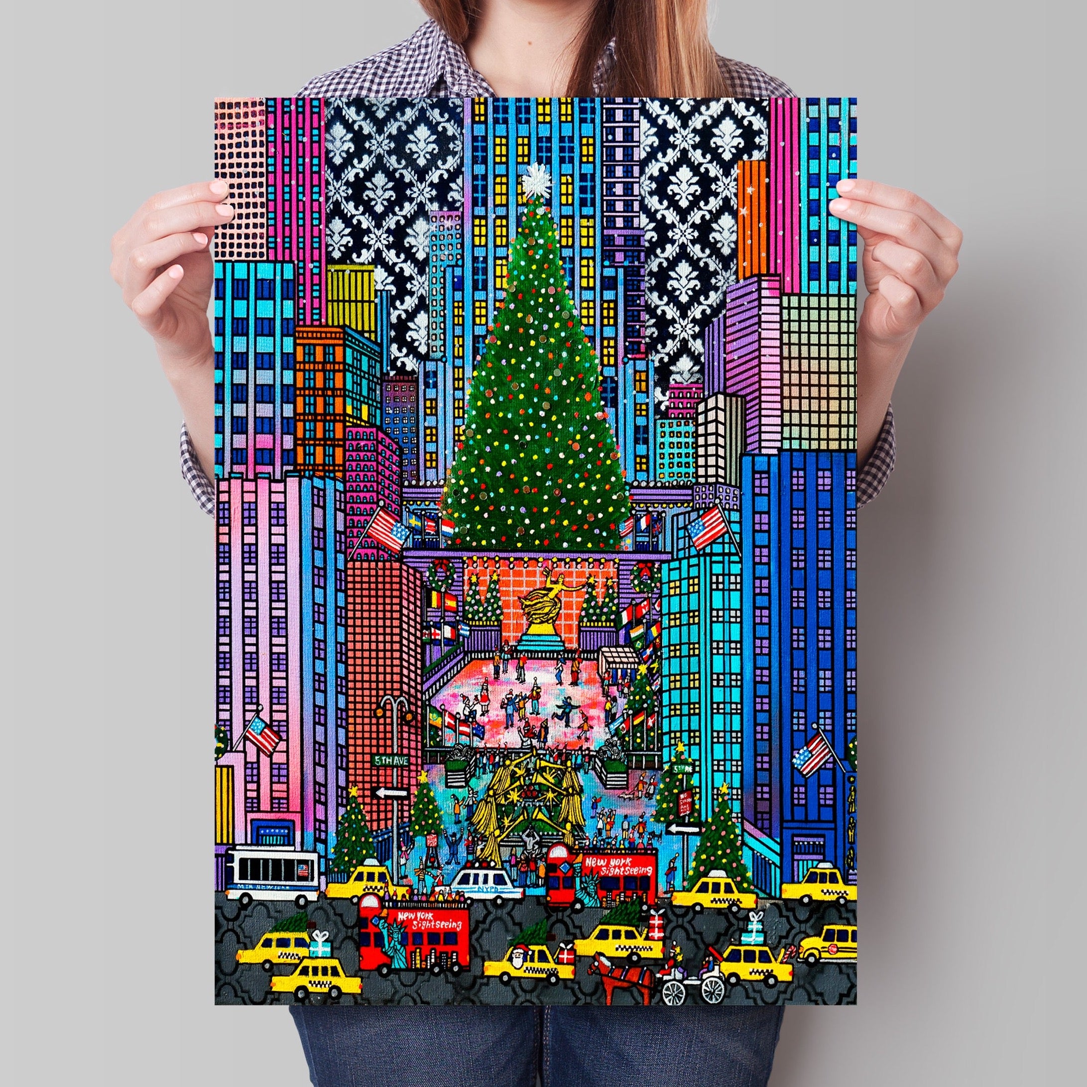 Merry Christmas in NYC" Rockefeller center New York /5TH AVE NYC