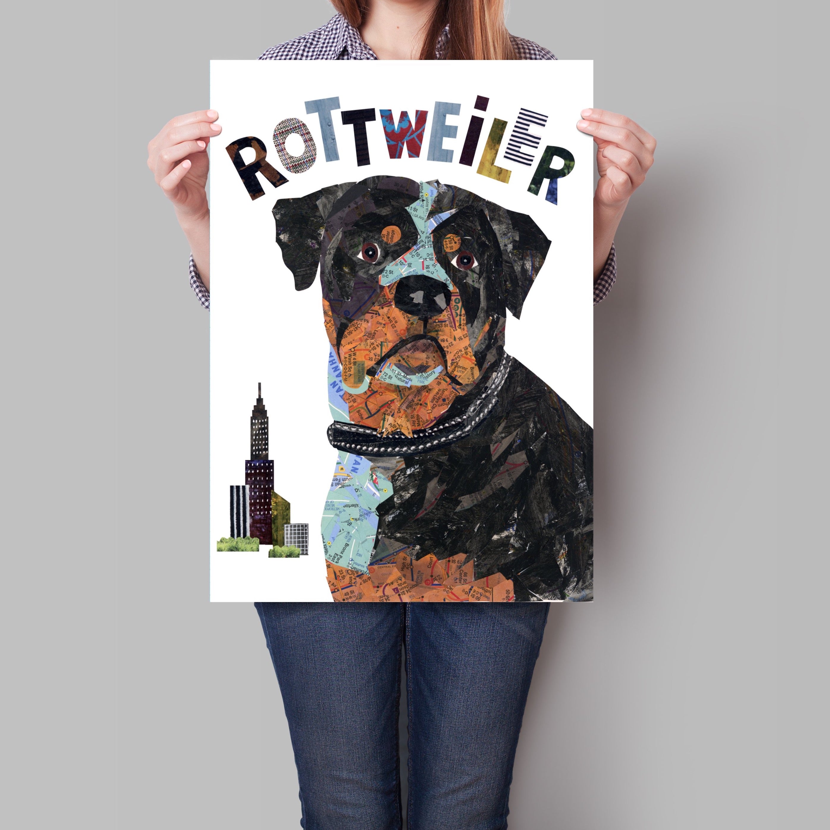 Map dog ROTTWEILER dog art