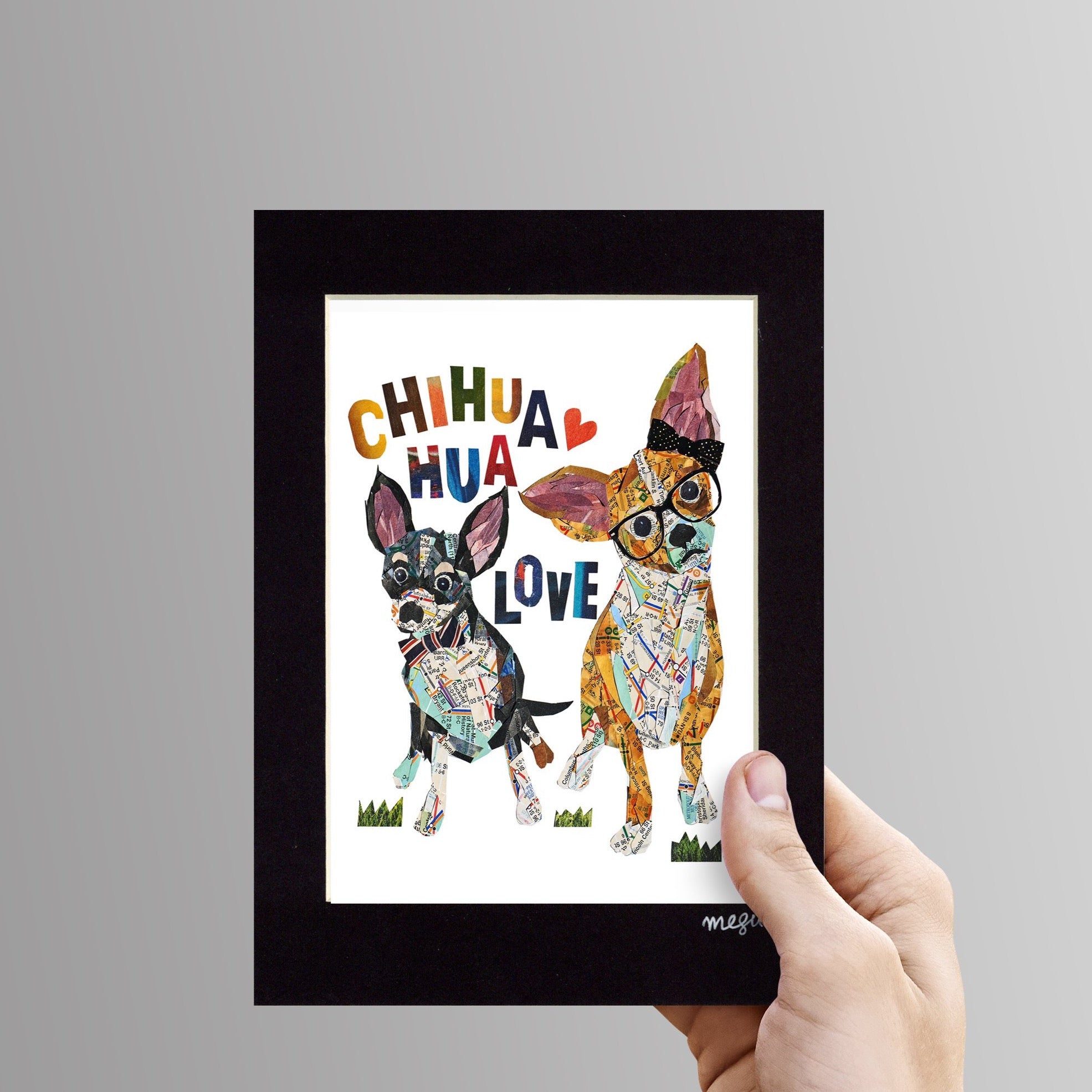 Map dog love CHIHUAHUA dog /Chihuahua dog Art