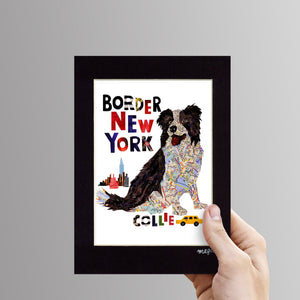 Map dog love Border Collie dog art print /sheep dog art print