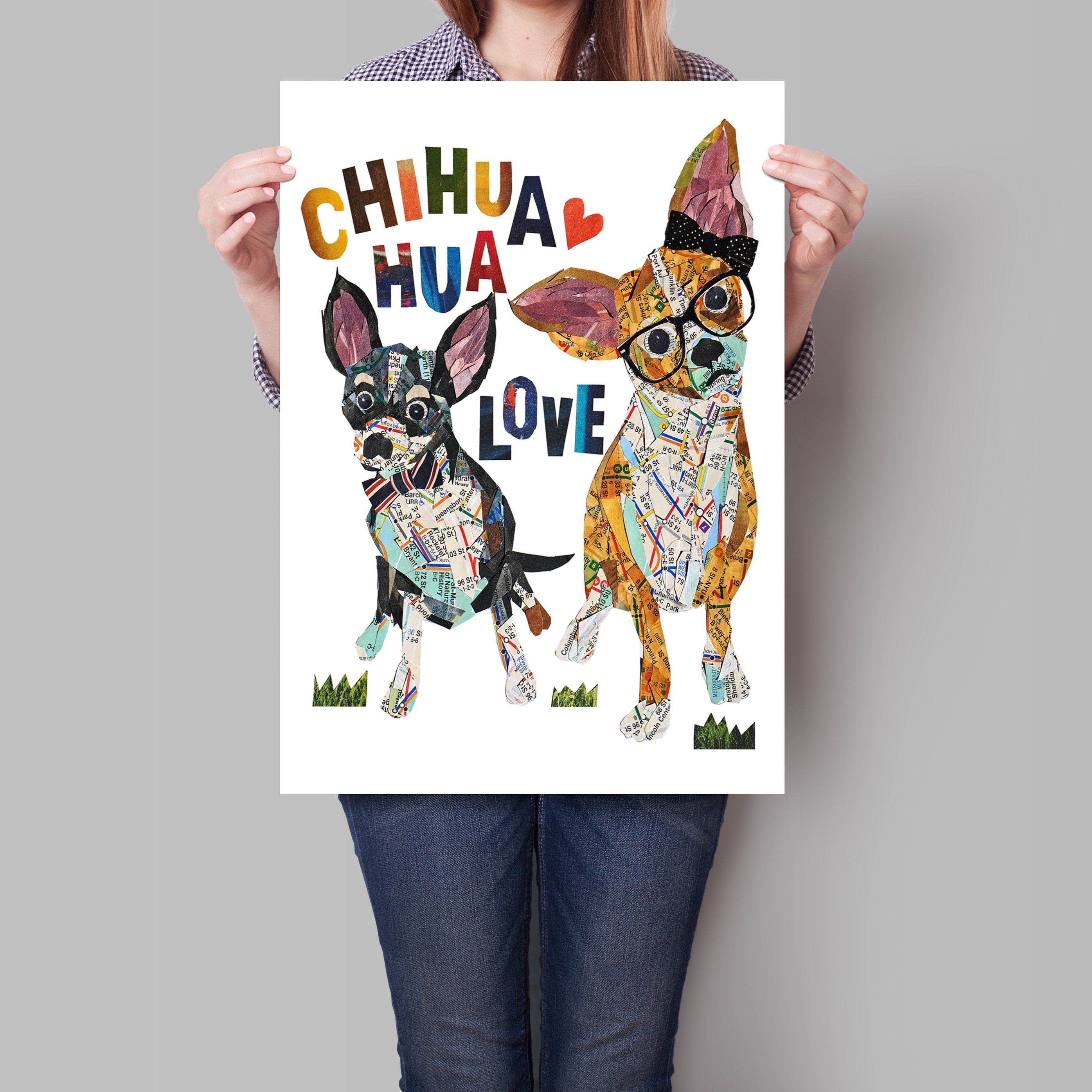Map dog love CHIHUAHUA dog /Chihuahua dog Art