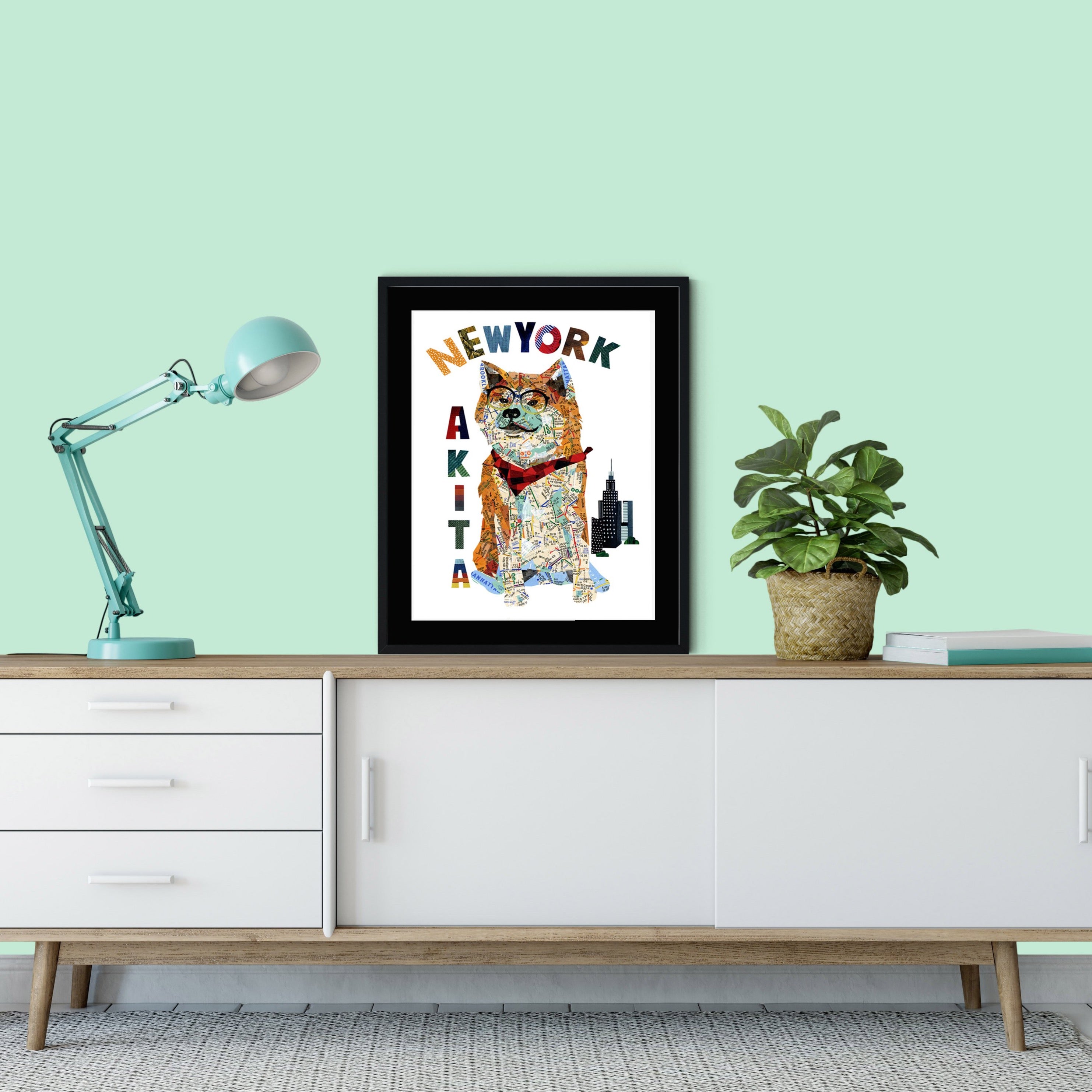 Map dog AKITA DOG /AKITA Dog Art