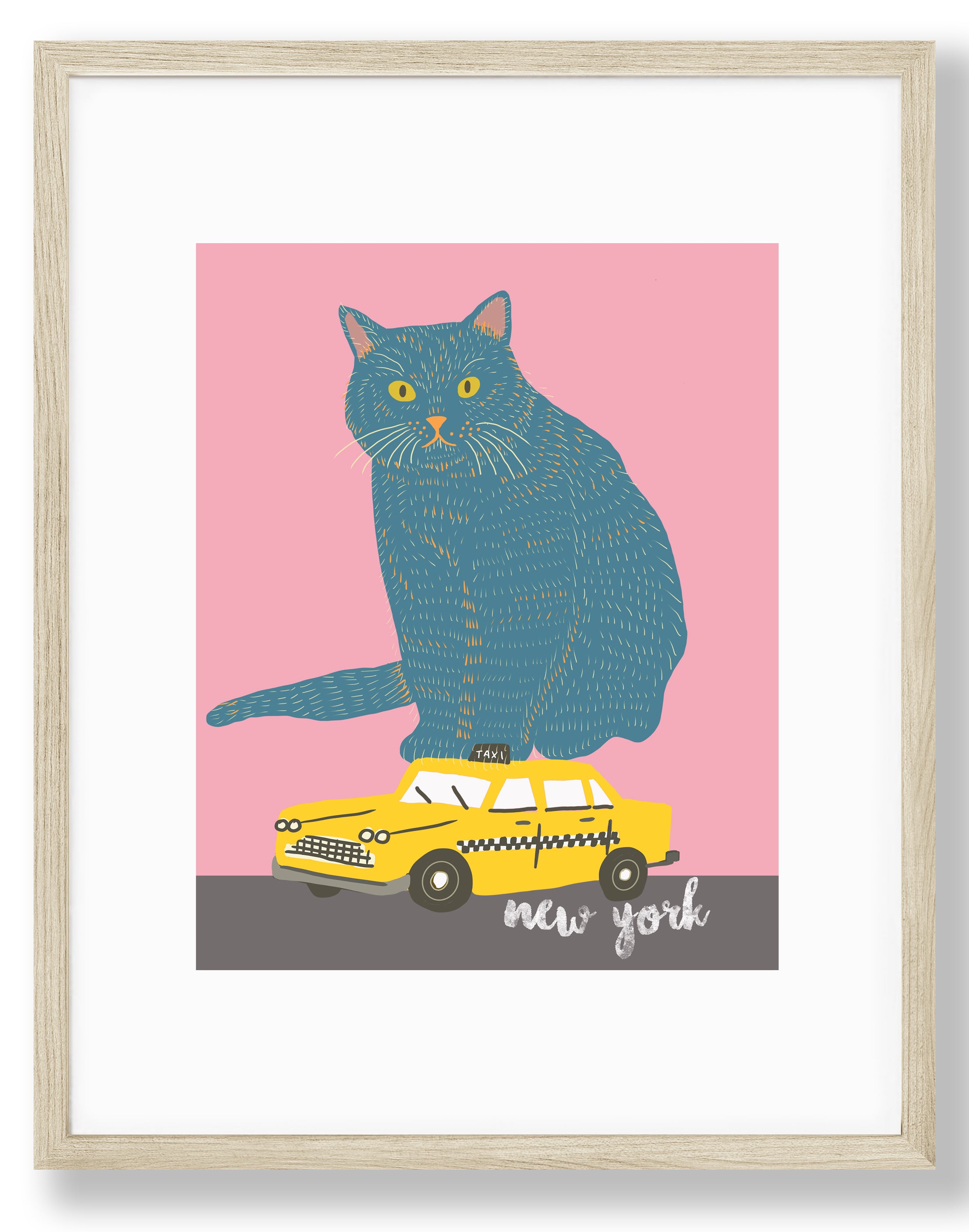 Cat art print/cat illustration /cat print wall art/art print cat/cat/cat art/cat New York art/cat /print cat/NEW YORK CAT/pink cat new york /pinky pilots/cat new york art print