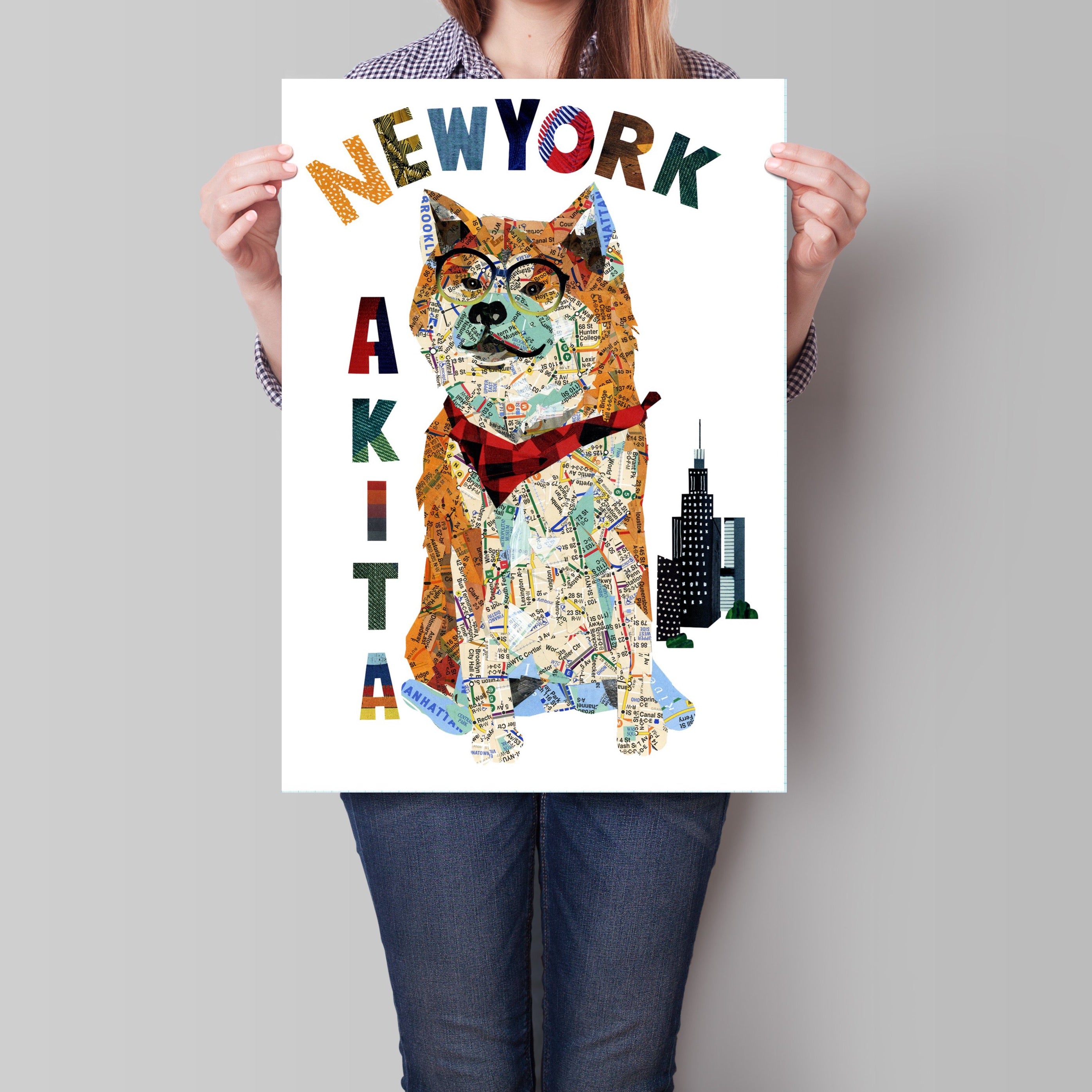 Map dog AKITA DOG /AKITA Dog Art