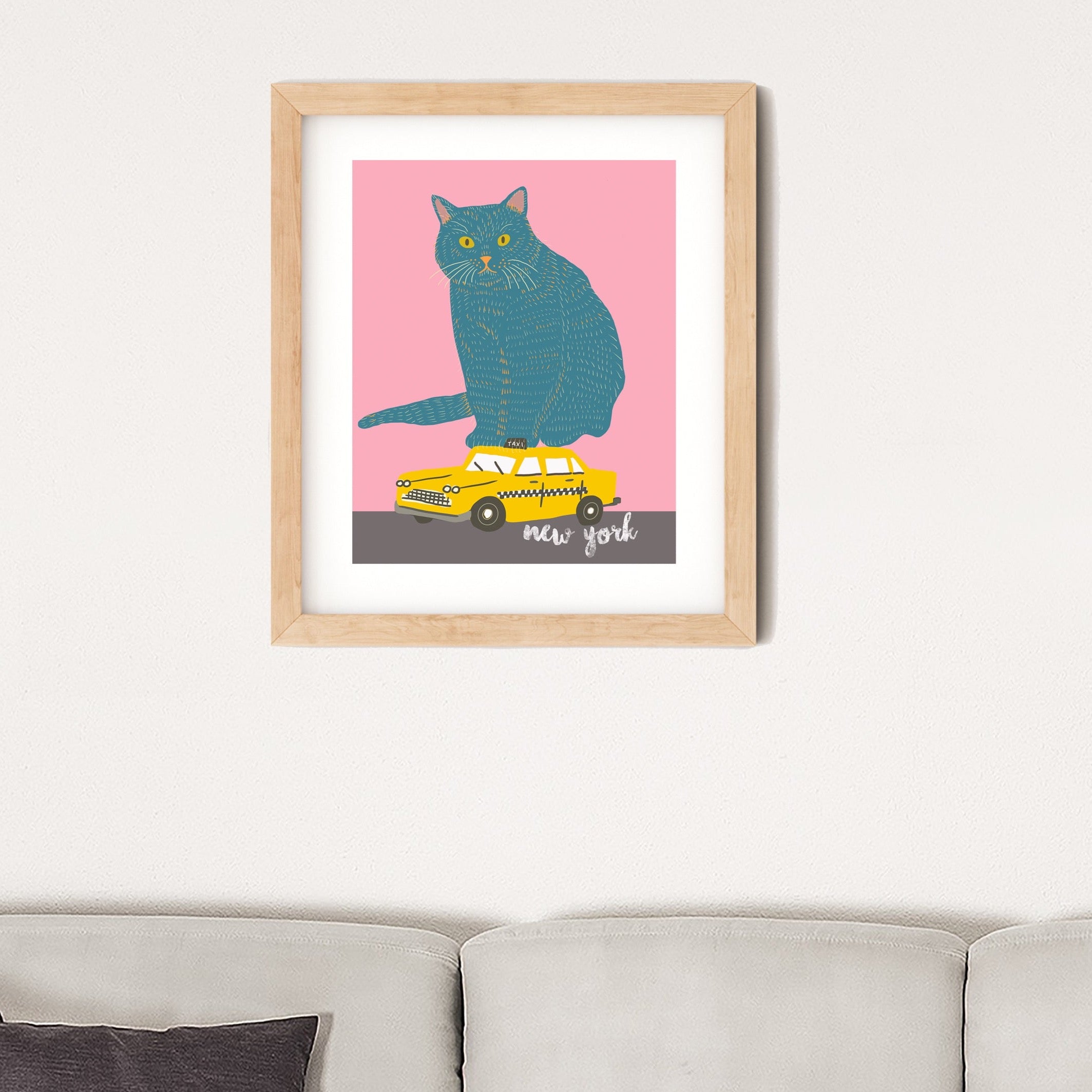 Cat art print/cat illustration /cat print wall art/art print cat/cat/cat art/cat New York art/cat /print cat/NEW YORK CAT/pink cat new york /pinky pilots/cat new york art print