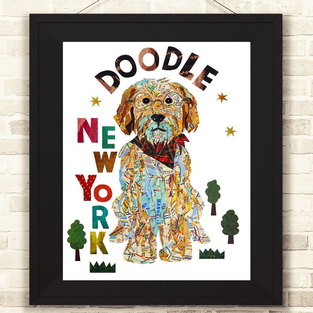 Map Doodle dog Art print