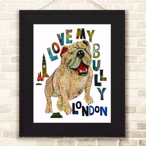 Map dog "Love English Bull dog"