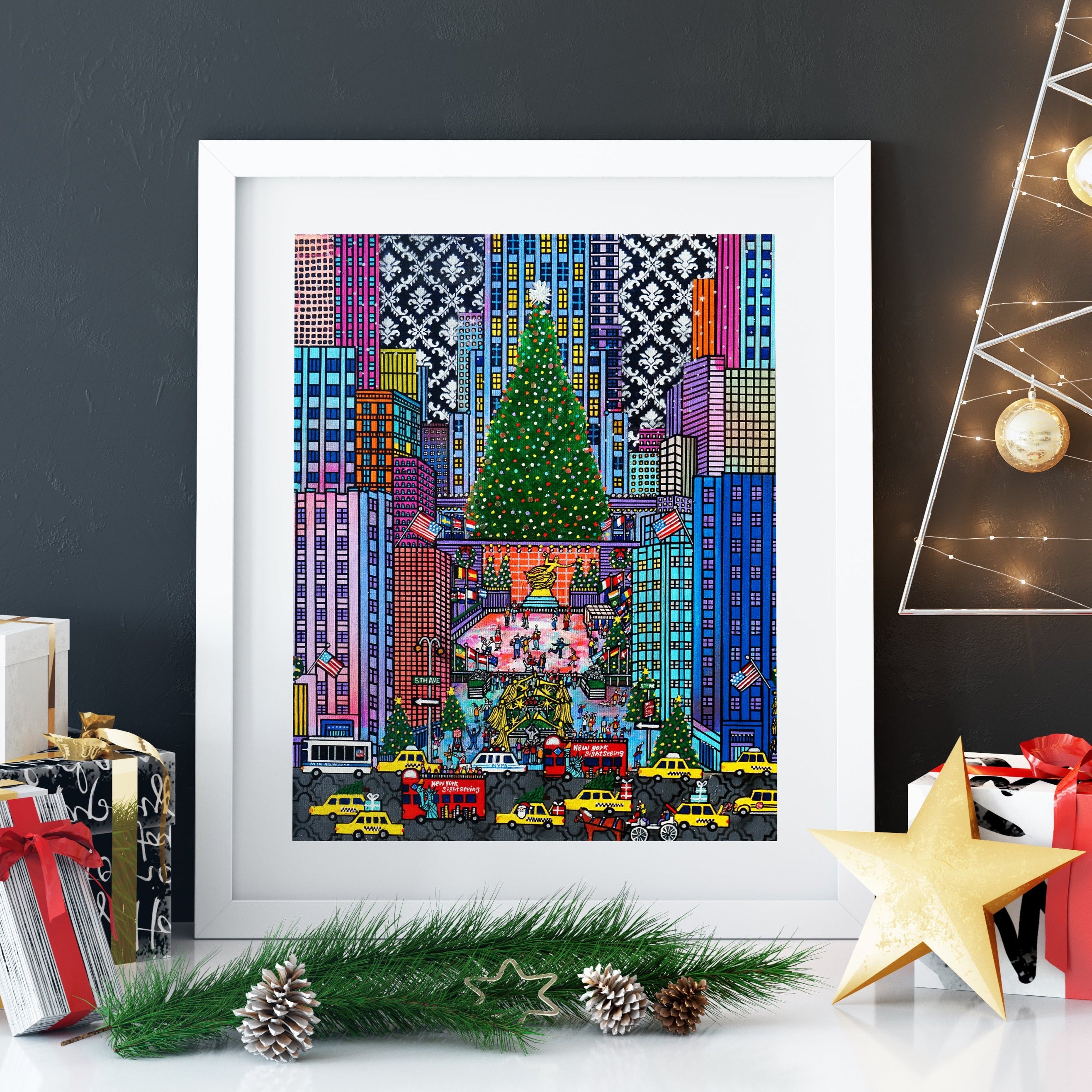 Merry Christmas in NYC" Rockefeller center New York /5TH AVE NYC